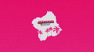 pink background with tropical trees, Hotline Miami, video games, minimalism HD wallpaper
