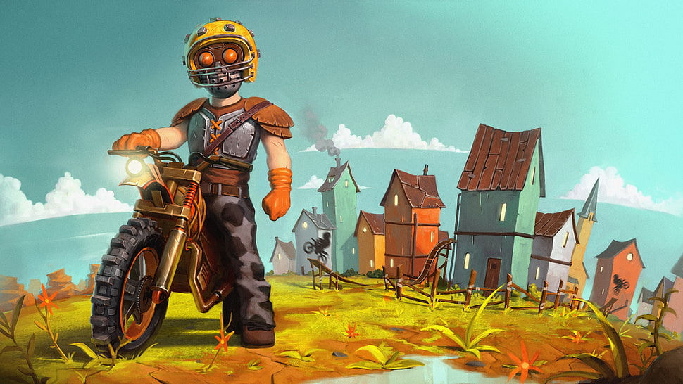 man riding motorcycle fan art HD wallpaper