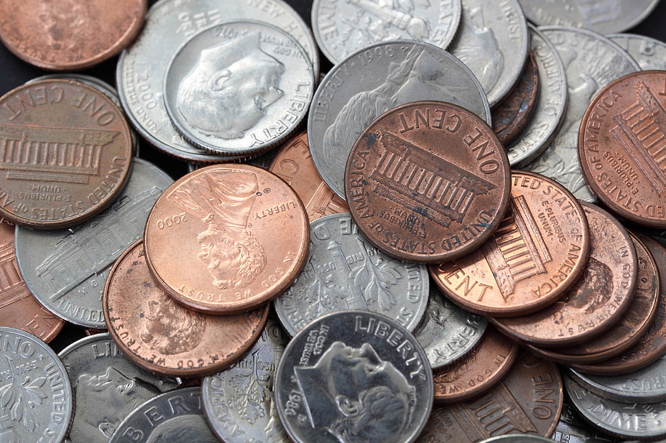 close up photo of coin collection HD wallpaper