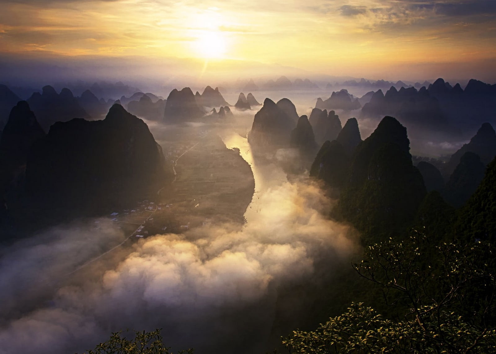 black mountain, nature, landscape, mist, mountains