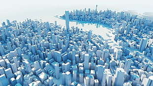 white cityscape 3D perspective illustration, Mirror's Edge, CGI, cityscape, building