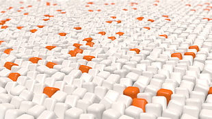 white and orange blocks wallpapepr, digital art, render, CGI, orange