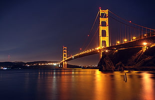 Golden Gate Bridge photo during nighttime HD wallpaper