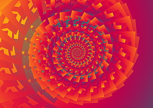 optical illusion, Fractals, Spiral, Orange HD wallpaper