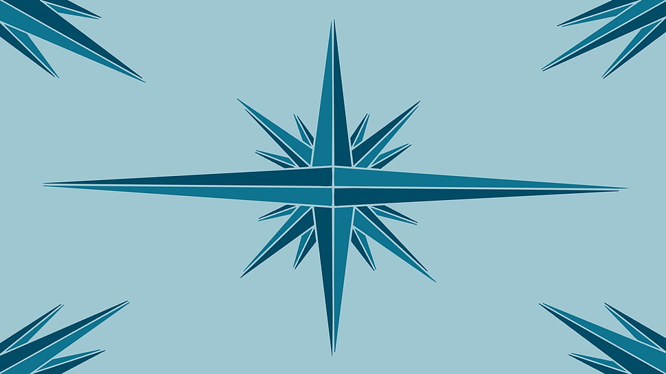 blue and white star wall decor, Windrose, geometry, minimalism, triangle HD wallpaper