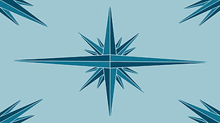 blue and white star wall decor, Windrose, geometry, minimalism, triangle