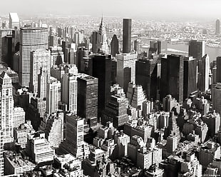 grayscale photo of Empire State Building, city, cityscape, New York City, USA