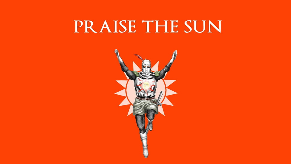 Praise the Sun text on red background and ninja clipart HD wallpaper