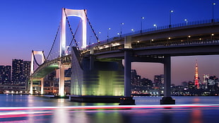 white bridge, city, bridge, Tokyo, Rainbow Bridge
