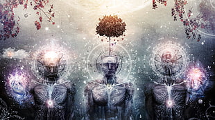 three men illustration, Cameron Gray, psychedelic HD wallpaper