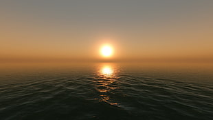 golden hour, sea, Sun, sunset, horizon