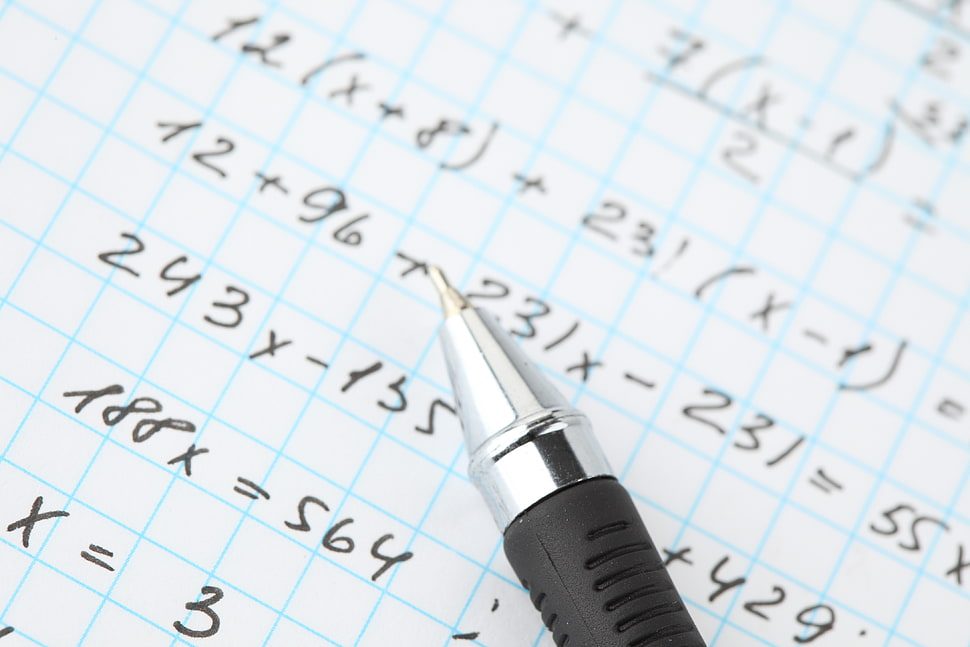 black and gray paper on math equation sheet HD wallpaper