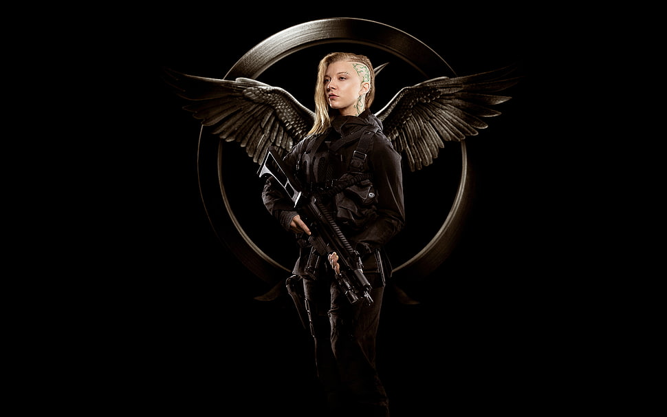 woman wearing black angel costume illustration HD wallpaper