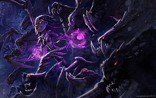 purple dressed monster graphic illustration, StarCraft, Queen of Blades, Zergs, StarCraft II : Heart Of The Swarm