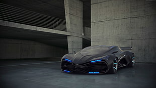 black sports coupe with spoiler HD wallpaper