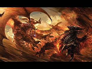 dragon digital wallpaper, dragon, Dragonfight, World of Warcraft, Alexstrasza