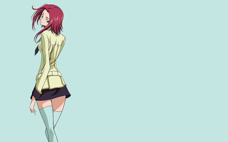 female with red hair anime character HD wallpaper