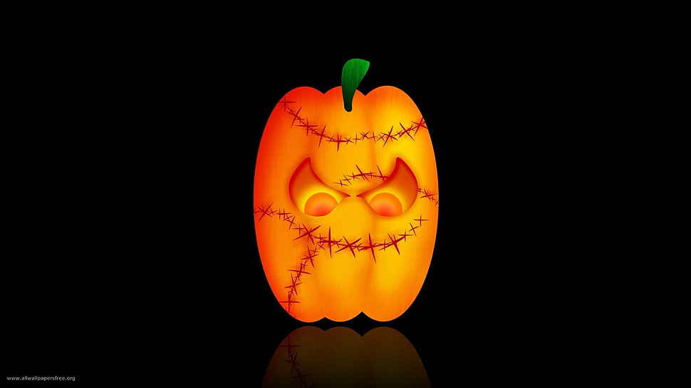 Jack O Lantern animated illustration, pumpkin, Halloween, eyes, simple background HD wallpaper