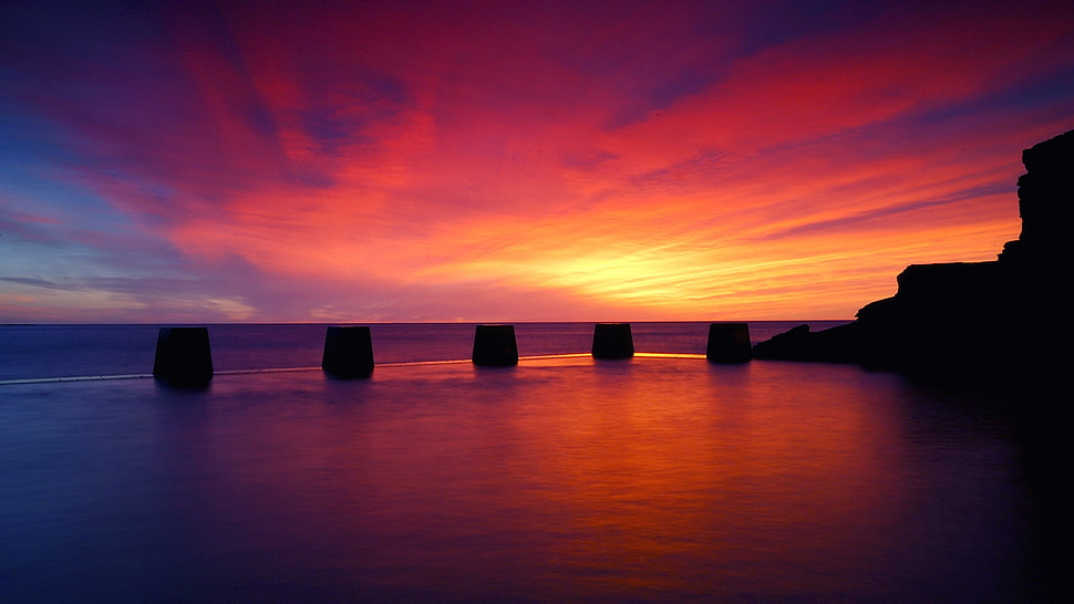 water Boeing, nature, sunset, sky, sea HD wallpaper