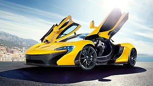 yellow coupe, car, Super Car , McLaren P1, Italy