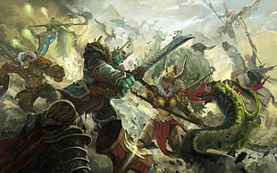 DOTA 2 Legion Commander vs. Wraith King painting, video games, video game characters, Dota 2 HD wallpaper