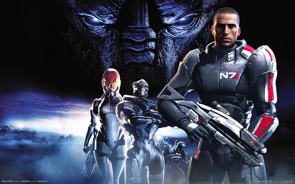 Mass Effect 1 wallpaper, Mass Effect, Commander Shepard, Ashley Williams, Garrus Vakarian HD wallpaper