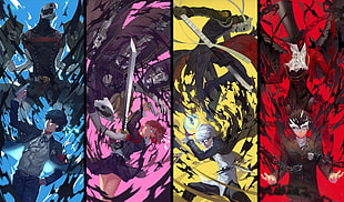 four anime characters digital wallpaper, Persona 4, Narukami Yuu, Persona 3, Yuuki Makoto