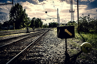 black railroad, old, rust, rail yard, nature HD wallpaper