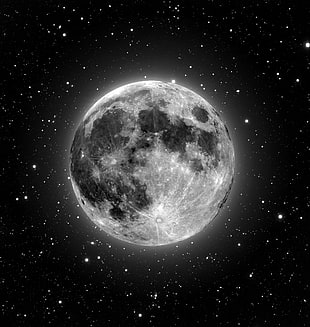 black and gray moon, Moon, sky, space