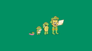 TMNT character illustration, Teenage Mutant Ninja Turtles, minimalism, pizza, humor