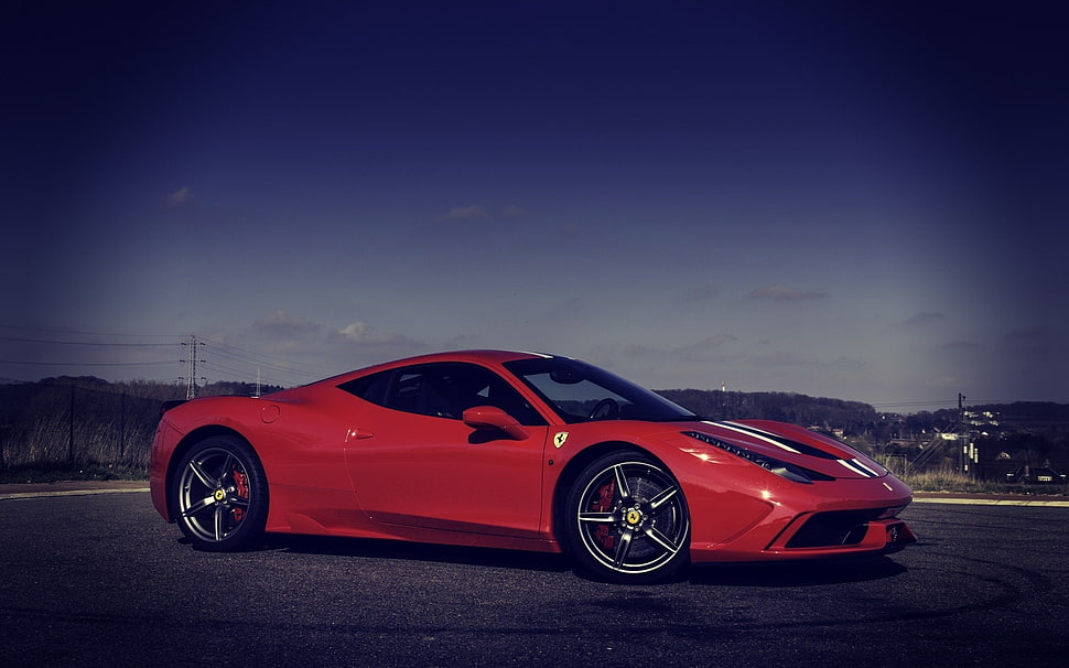 red Ferrari 458 Speciale coupe HD wallpaper