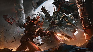 game cover, Warhammer 40,000, fighting, Chaos Space Marine HD wallpaper
