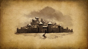 black and gray castle sketch, fantasy art, Mount &amp; Blade HD wallpaper