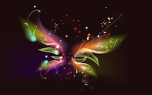 yellow, orange and green butterfly wings graphic art