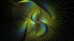 yellow, green, and blue art