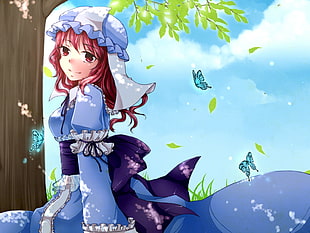 red haired female character illustration