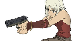anime character holding gun HD wallpaper