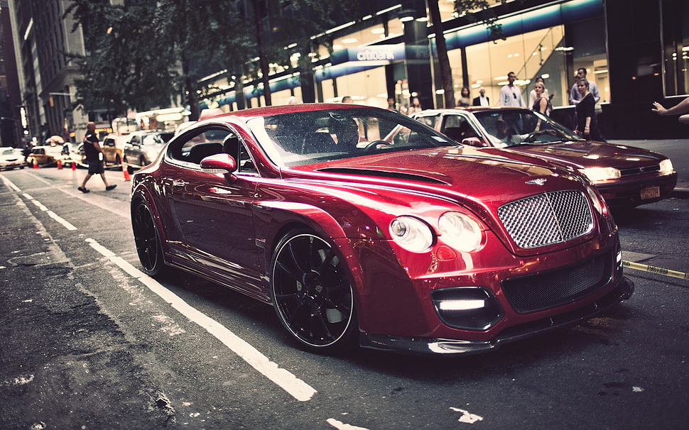 red coupe, Bentley, car HD wallpaper