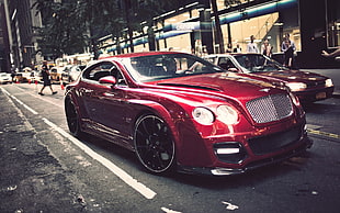 red coupe, Bentley, car