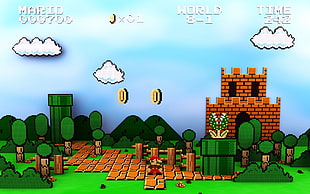 SuperMario about to finish the game illustration HD wallpaper