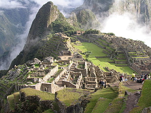 Machu Pichu high angle photo in daytime HD wallpaper