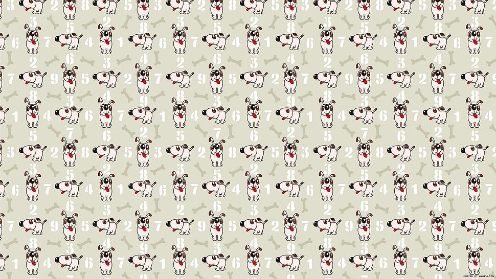 white and gray dog-print display wallpaper HD wallpaper