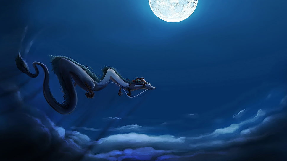 white dragon illustration, Studio Ghibli, Storm Spirit HD wallpaper