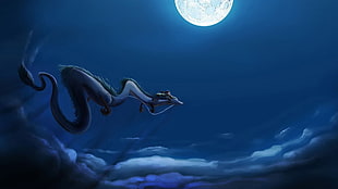 white dragon illustration, Studio Ghibli, Storm Spirit