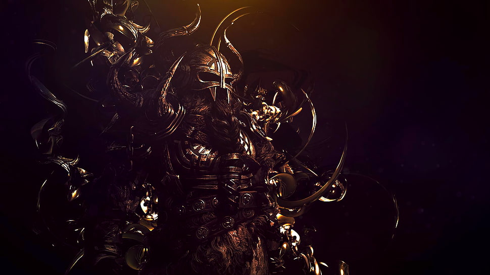 monster wallpaper, warrior, gold, The Elder Scrolls HD wallpaper