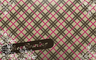 pink, grey, and white plaid bankground HD wallpaper
