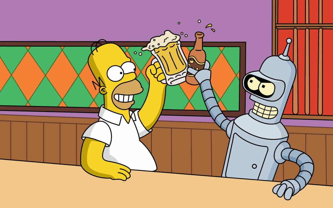 Homer Simpson and gray robot Homer Simpson, The Simpsons, Bender wallpaper | Wallpaper Flare
