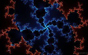 red and blue flakes wallpaper, fractal HD wallpaper