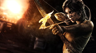 Tomb Raider Lara Croft game digital wallpaper, Lara Croft, video games, Tomb Raider, fire