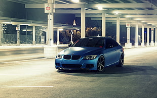 photo of blue BMW car HD wallpaper
